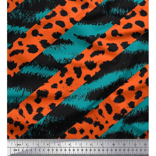 Soimoi Green Rayon Fabric Leopard & Wild Animal Skin Decor Fabric Printed BTY 56 Inch Wide