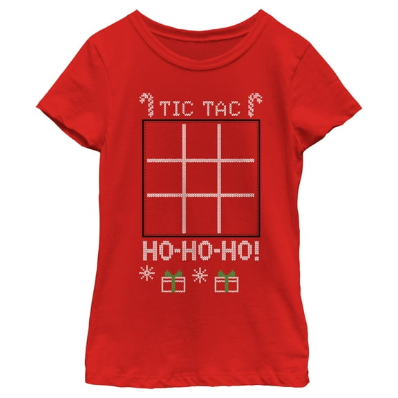 Girl's Lost Gods Tic Tac Hohoho Graphic Tee Red Small