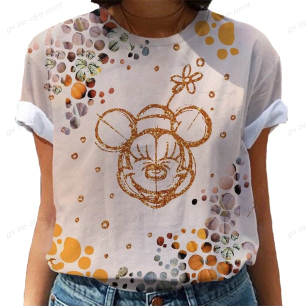 Disney Mickey Minnie Mouse T Shirt Fashion Women New Harajuku Ulzzang T Shirt Female T Shirts Summer Short Sleeves Woman Clothes4XL Gao Jinjia LED