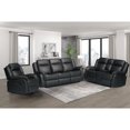 thumbnail image 2 of Hybition 3-Piece Living Room Set, PU Leather Reclining Sofa Set, Hidden Console with Cup Holders, Storage Box-Color:Black, 2 of 7