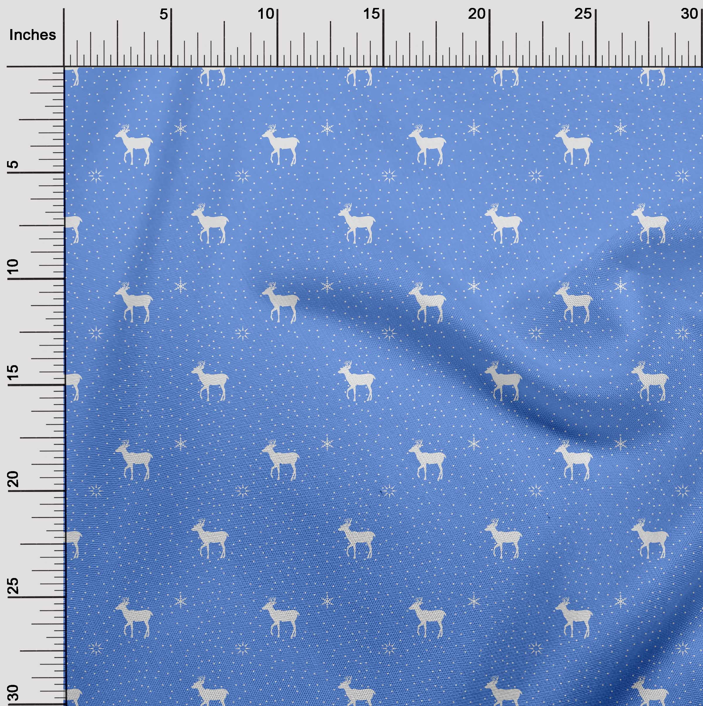 oneOone Cotton Poplin Twill Medium Blue Fabric Christmas Craft Projects Decor Fabric Printed By The Yard 56 Inch Wide