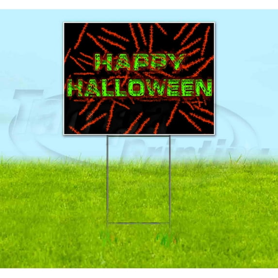 Happy Halloween V3 Stitches (18" x 24") Yard Sign, Includes Metal Step Stake