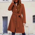 thumbnail image 2 of Winter Long Coat Double Trench Jacket With Lapel Belt And Inner For Cold Weather Outerwear Fashion winter clothing for women, 2 of 4