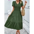 thumbnail image 3 of Yesfashion  Women's 2025 Summer Dress Polka Point Regular Short-Sleeve V-Neck Swing Dresses, 3 of 9