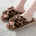 thumbnail image 2 of Womens Leopard Fuzzy Slippers Ladies Fashion Casual Memory Foam Open Toe House Shoes for Indoor and Outdoor Winter Warm Slip on, 2 of 4