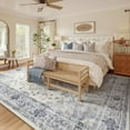 thumbnail image 3 of NewBuros 9'x12' Area Rugs, Machine Washable Non Slip Rugs for Living Room, Low Pile Water Repellent Soft Vintage Print Pattern Bedroom Carpet, Blue & White, 3 of 11