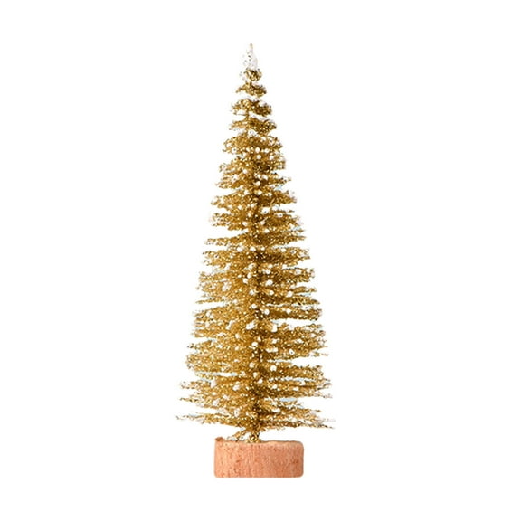 Leodye 1 PCS Artificial Mini Christmas Trees Snow Frost Ornaments Bottle Brush Trees with Wooden Bases for Christmas Home Party Decoration-2.8in