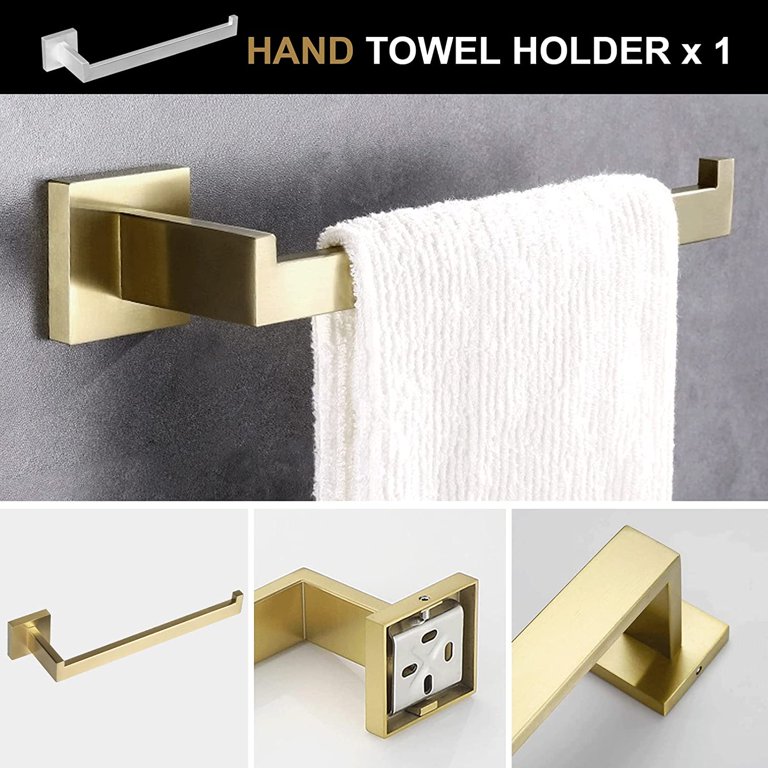 20-Piece Brushed Gold Bathroom Accessories Set - 23.6" Towel Bars, Rings, Toilet Paper Holder & Hooks, SUS304 Stainless Steel