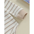 thumbnail image 6 of Hirigin Newborn Baby Boy Waffle Fall Winter Outfit 0 3 6 12 18 Months Button Long Sleeve Striped Romper Bodysuit Pants Set, 6 of 8