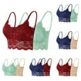 thumbnail image 3 of Brglopf 2/3/5 Pack Bralettes for Women Floral Lace Wireless Bra V Neck Racerback Crop Top Adjustable Spaghettic Strap Camisole Bras 2 Pack-Navy/Khaki L, 3 of 3