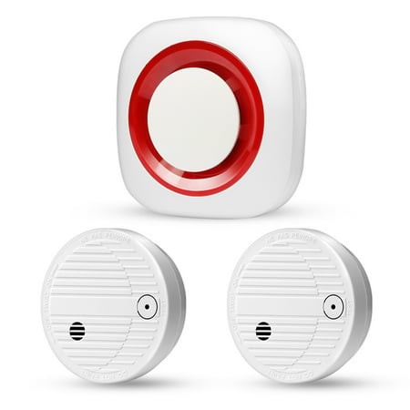 GSM 3G/4G Smart Home Security Alarm System with Smoke Detectors, Wireless Fire Smoke Detectors with Test Button Remote Monitoring by Phone SMS, Free SIM