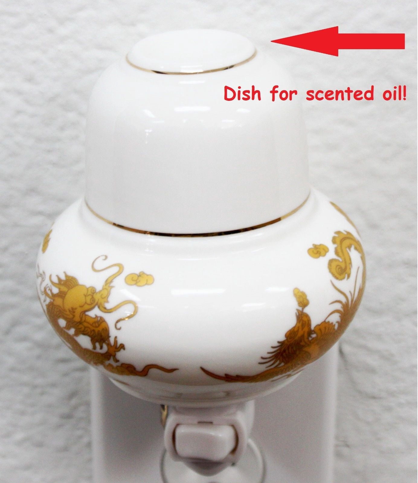 Dragon Phoenix Porcelain Night Light Lamp Candle Aromatherapy Oil Warmer Burner