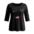 thumbnail image 4 of Trgacdwlo XL-5XL 1776-2026 250 Anniversary USA Shirts Letter Flag Print 3/4 Sleeve Tshirts Shirts for Women Plus Size Independence Day Freedom Womens 4th of July Shirt, 4 of 5