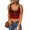 thumbnail image 2 of Women’s Scoop Neck Sleeveless Crop Tank Slim Fitted Button Henley Cropped Cami Top Casual Workout Yoga Tanks Blouses, 2 of 7