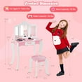 thumbnail image 6 of LEIYY Kids Vanity Table and Chair Set, Girls Vanity Set with Mirror and Stool, Storage Drawer, Wooden Princess Makeup Dressing Table,Pretend Play Vanity Set for Little Girls,Pink & White, 6 of 10