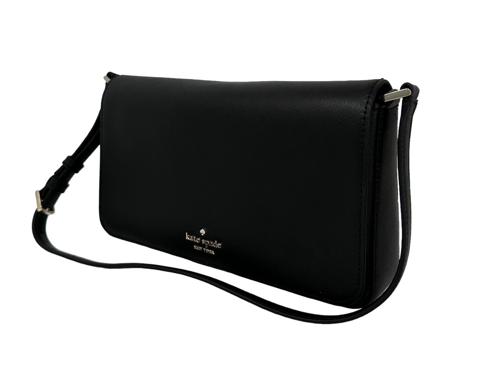 Kate Spade Staci Flap Shoulder Black Saffiano Leather Bag KF371 $329