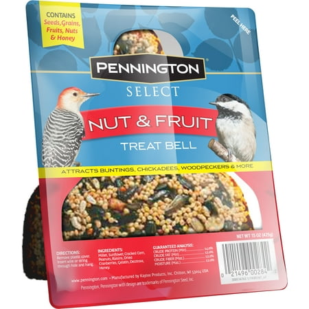 Pennington Nut and Fruit Treat Bell, Dry Wild Bird Feed and Seed, 15 oz