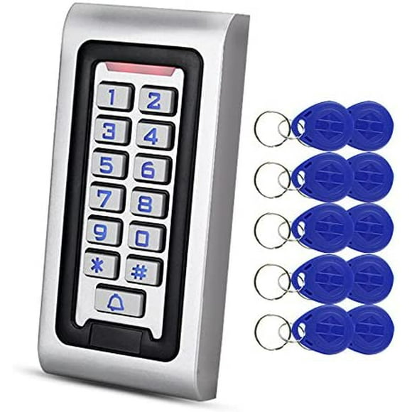 HFeng Standalone IP68 Waterproof RFID Access Control Keypad Metal Card Reader + 10pcs 125KHz Proximity Keychains WG26