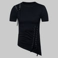thumbnail image 2 of YLSDY Fashion Men's Casual Short Sleeve T-Shirt Fashionable Summer Fall Top Unique Irregular Design Stylish Braided Rope Black L, 2 of 8