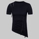 thumbnail image 1 of Blusas y camisas de manga corta y cuello redondo para hombre, blusas informales de verano de color liso con cuello redondo y mangas cortas irregulares, blusa de poliéster para hombre., 1 of 8