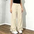 thumbnail image 3 of Lmnyox Wide Leg Pants for Girls Fashion Cute Baggy High Waist Trousers Lightweight Solid Color Workout Pants, 3 of 8