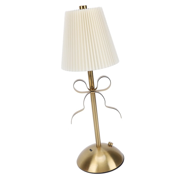 Lámpara De Mesa Pequeña Lazo, Lámpara De Mesa Plisada Recargable, Linda Pantalla Tela Decorativa, Lámparas Inalámbricas Escritorio, Luz LED Para Mesita Noche Para Dormitorio