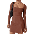 thumbnail image 1 of Vestido con Escote Cuadrado Color Café XL, 1 of 7