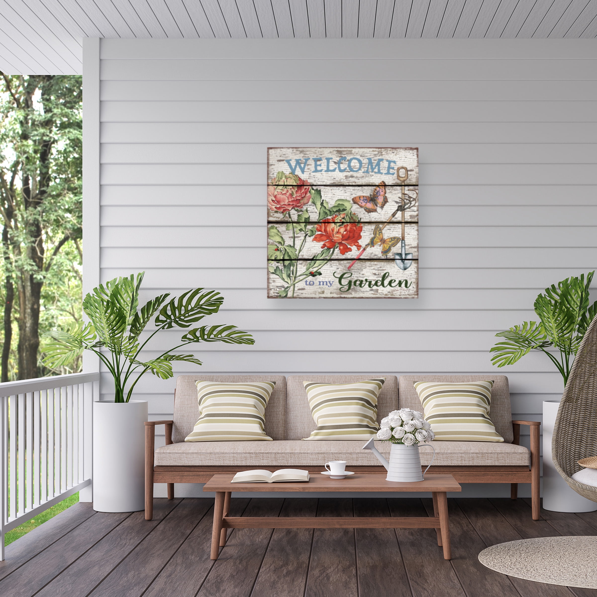 Jean Plout 'Country Garden' Outdoor Canvas 14x14