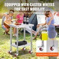 thumbnail image 4 of Table de Travail en Acier Inoxydable 24 x 18 x 34 Pouces Étagère Réglable en 3 Étapes avec 4 Roues Table de Préparation Alimentaire Commerciale Robuste avec Frein Capacité de 220 lb, 4 of 5