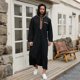 thumbnail image 5 of Ceisia Men's Hooded Traditional Robe with Gold Embroidery | Knee-Length Spring/Summer Casual Garment Gift, 5 of 9