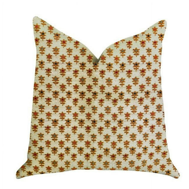 PBRA1311-2626-DP Plutus Coussin de Luxe Floral Orange & Beige, 26 x 26 Po.