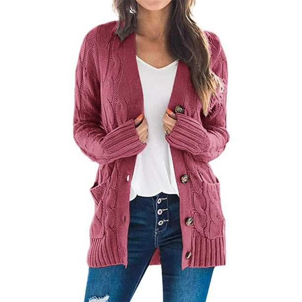Jersey tipo cárdigan PRETTYGARDEN de punto con la parte delantera abierta para mujer