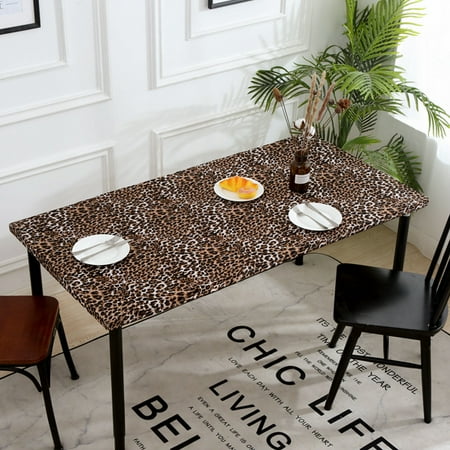 

Yipa Polyester Rectangle Tablecloths Spillproof Waterproof Elastic Large Table Cover (9# Leopard 24 x 48 )