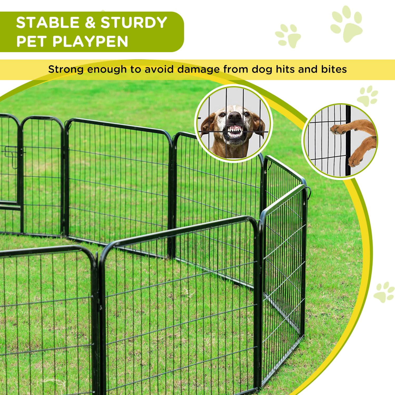 XF XINFENG Dog Playpen 24 inch 6 Panels Metal Dog Pen Pet Dog Fence Outdoor Exercise Pen with Doors,Pet Puppy Playpen for RV Camping Yard, Black