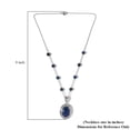 thumbnail image 6 of Shop LC Lapis Lazuli Oval Mix Stainless Steel Platinum Plated Necklace for Women Jewelry Gifts for Women Size 18" Ct 14.85  Boho Western Birthday Gifts, 6 of 9