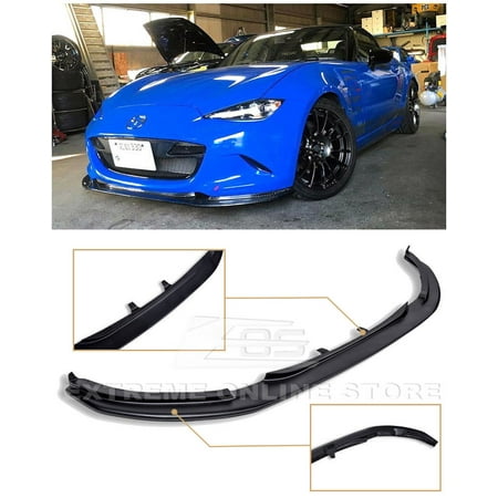 Front Lip Fiberglass - Extreme Online Store for 15-Up Mazda Miata MX-5 ND JDM Leg Sport Style Fiberglass Primer Black Front Bumper Lower Lip Splitter