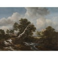 thumbnail image 2 of Jacob van Ruisdael 14x12 Black Ornate Wood Framed Double Matted Museum Art Print Titled: Low Waterfall in a Wooded Landscape with a Dead Beech Tree (C. 1660-70), 2 of 5