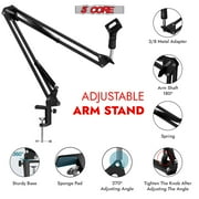 Adjustable Microphone Boom Arm Kit – Professional Studio Mic Stand with Pop Filter, Shock Mount & Adapters