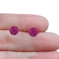 thumbnail image 6 of Full Ball Stud Earrings Fuschia Crystal 925 Sterling Silver 10mm, 6 of 6