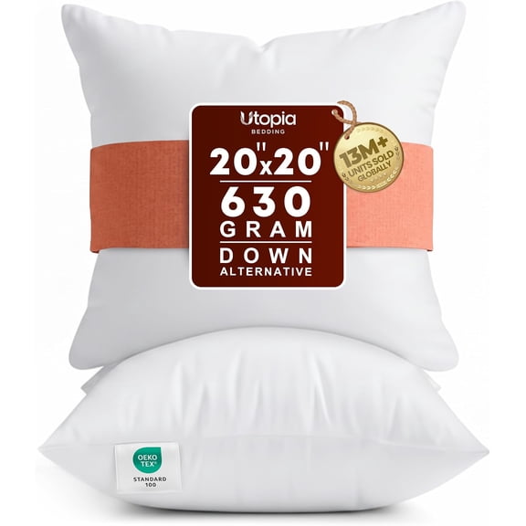 Utopia Bedding 20x20 White Throw Pillow Inserts (Set of 2) – Soft Decorative Pillow Inserts for Couch, Sofa & Bed
