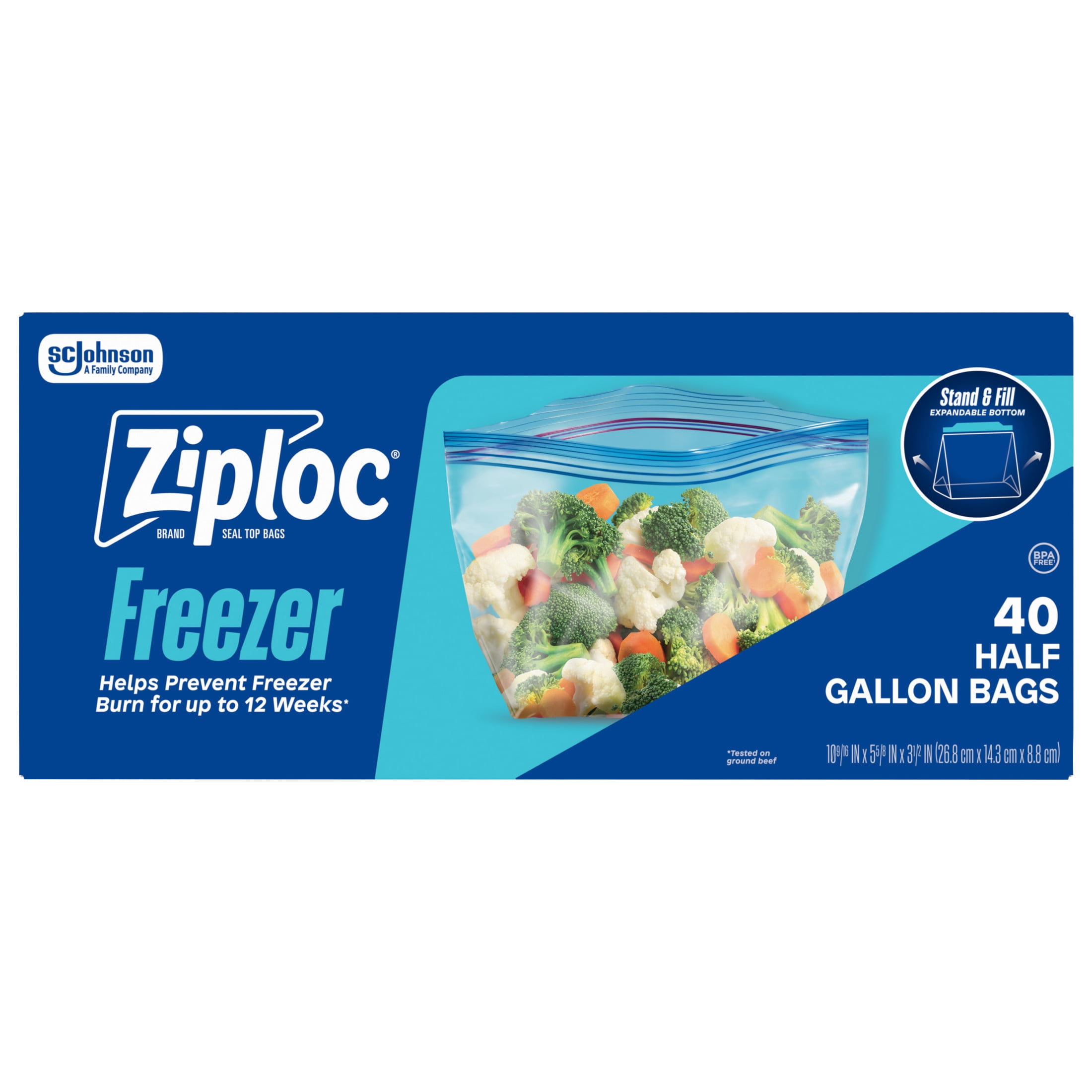冷凍PL50 SM40 ML40 Ziploc¬Æ Freezer Half Gallon Bags, Grip 'n Seal, 40 ct - Walmart.com