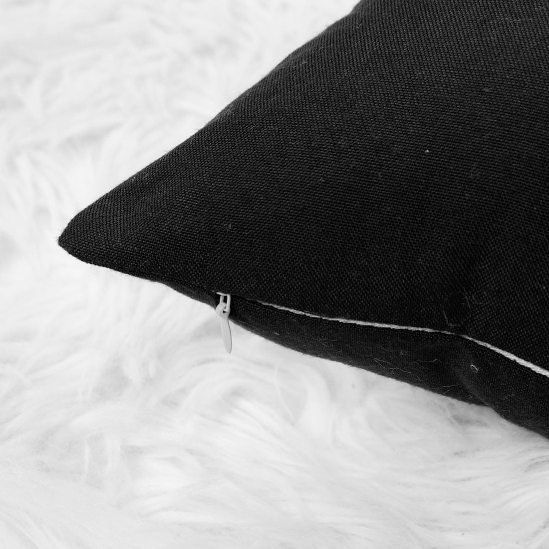 Unique Bargains 2-Pack Canvas Decorative Throw Pillow Cover 18" x 18" Black