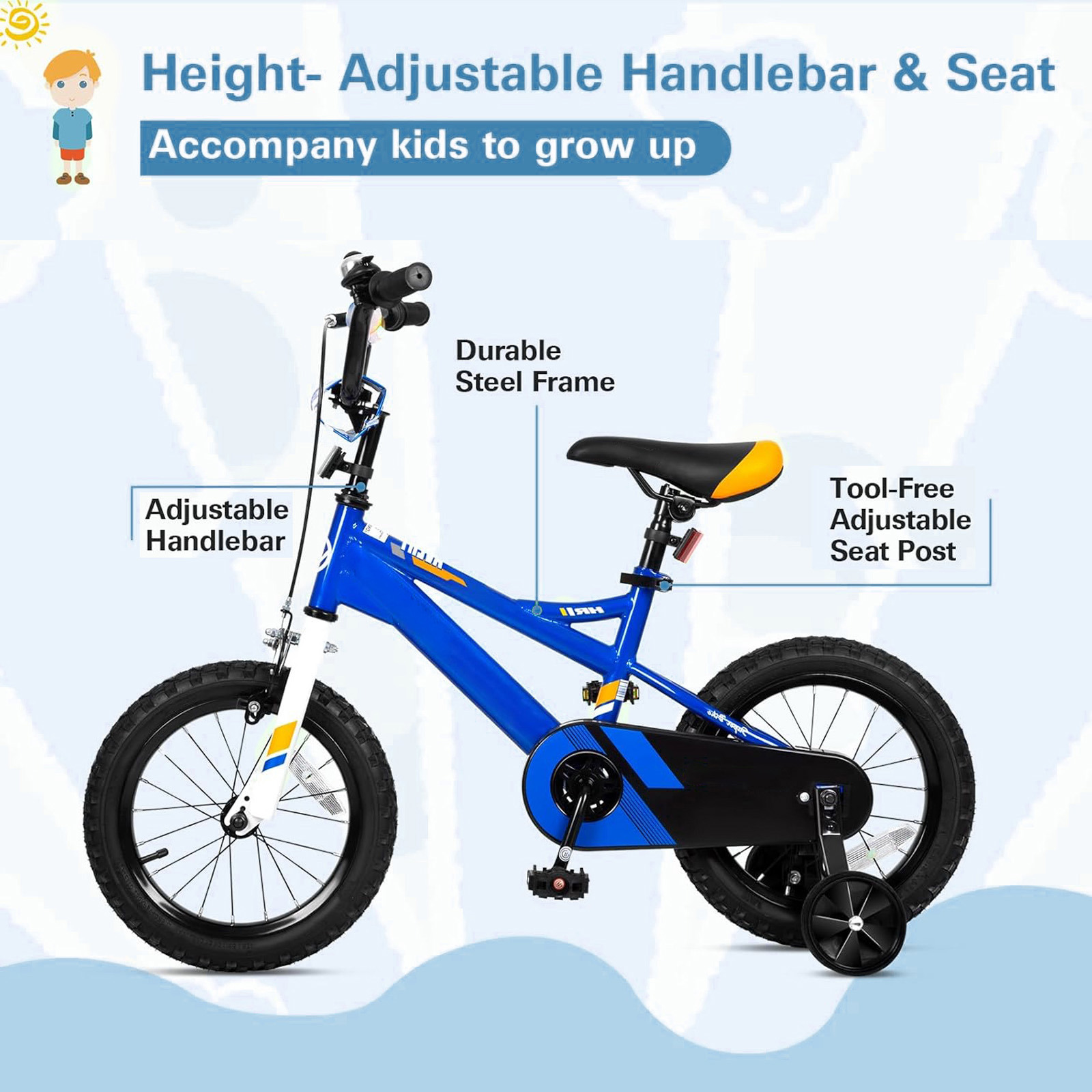 Hykolity 14" Kids Bike, Royal Blue photo 7