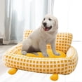 thumbnail image 1 of Sofá para mascotas, acogedor, decoración del hogar, cama para gatos con dibujos animados para habitación interior, cachorro amarillo medio, 1 of 10