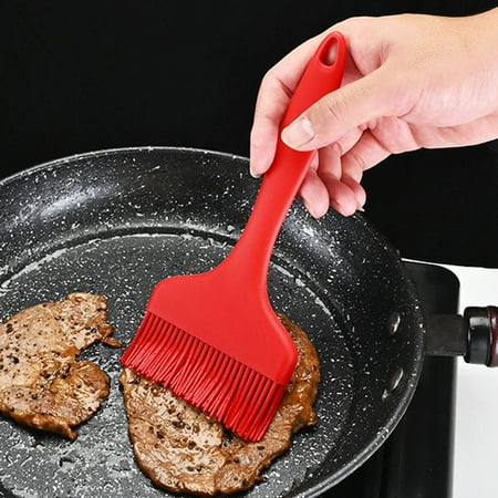 

jisheng Barbeque Oil Brush Heat Resistant Solid Color Food Grade Smooth Surface Long Handle Brush Oil Reusable Hanging Hole BBQ Sauce Brush Kitchen Supplies