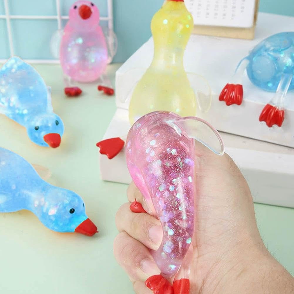 1/2/4Pcs Glitter Duck Squeezes, Soft Cute Stress Relief Ball for Adults & Teens, Fun Decompression Duck Squishies Gift for Office Desk Party Favors Easter Basket Stuffer