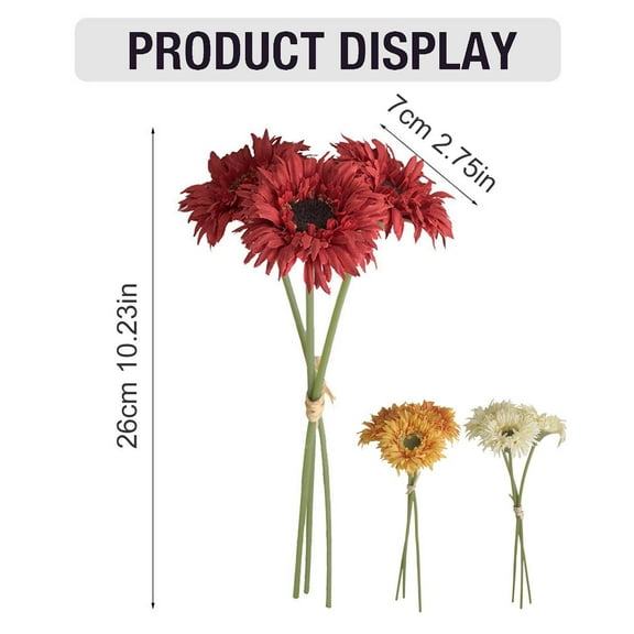 ZXNWN Sales Today Clearance Leaveforme 5PCS Sunflowers Artificial Flowers Long Stem Sunflower Arrangement Fall Faux Flower Decorations for Home Wedding Birthday