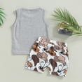thumbnail image 4 of Esaierr Toddler Baby Boy T-Shirt Top Round Neck Summer Printed Sleeveless Tank Top T-Shirt+drawstring Shorts Suit for 6M-2T, 4 of 5
