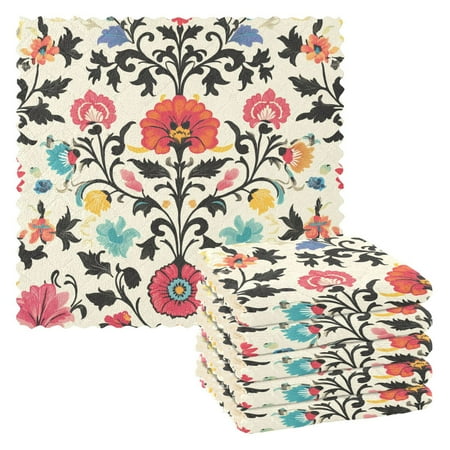 

Yayeee Kitchen Dish Cloths for Washing Dishes Set of 6 Microfiber Towels Beige Red Floral