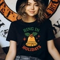thumbnail image 3 of Ring in Holidays Shirt | Festive Bell Graphic Tee with Holly | Unisex Casual T-Shirt, White, Size S, 3 of 6